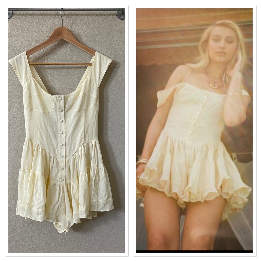REVOLVE Vanessa Mooney The Elisabeth Romper Dress In Pale Yellow Sz:S